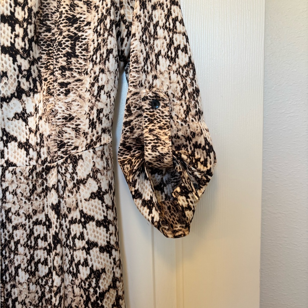 INC International Concepts Brown and White Long Sleeve Snakeskin Gown - Picture 6 of 8